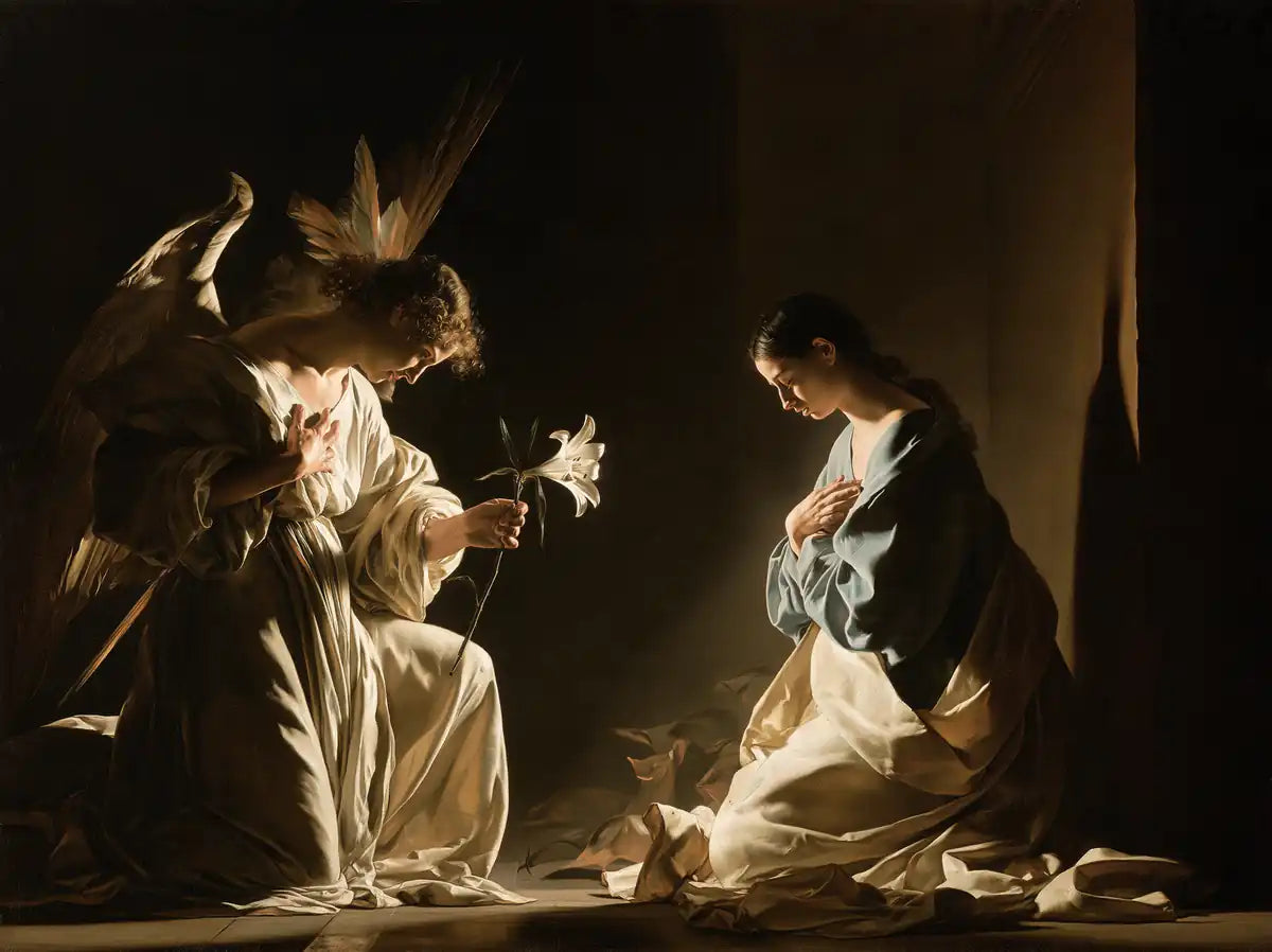 The Annunciation - Caravaggio Tenebrism - Christian artwork collection