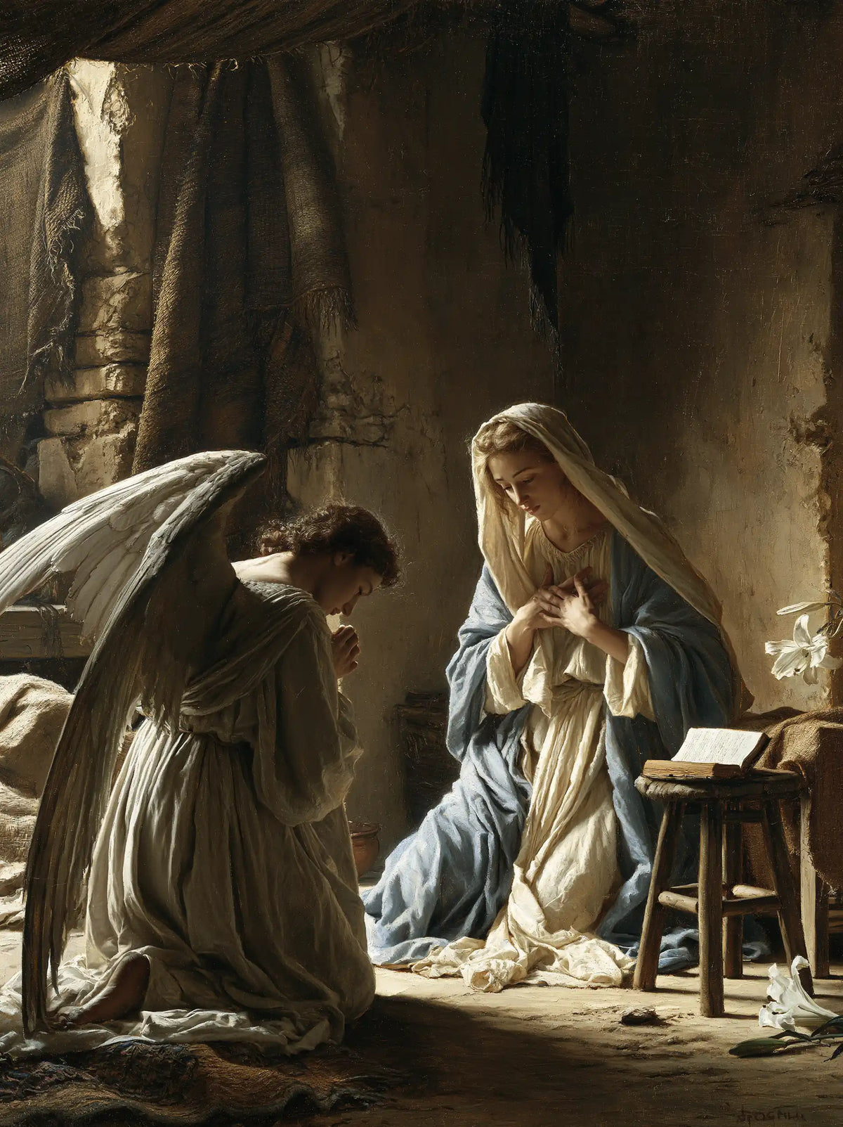 the Annunciation in the chamber at Nazareth in The Chamber in Nazareth style, portrait Christian artwork no. 7