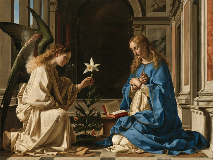 L’Annonciation — Le Lys et le livre dans la loggia
