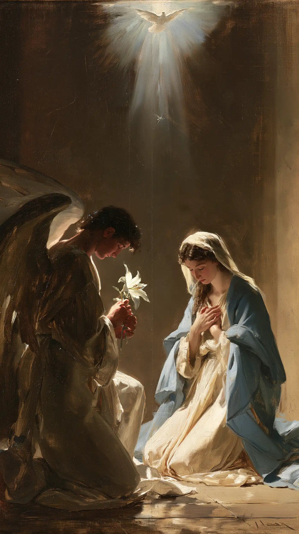 the Annunciation with the Holy Spirit in The Holy Spirit style, portrait Christian artwork no. 4