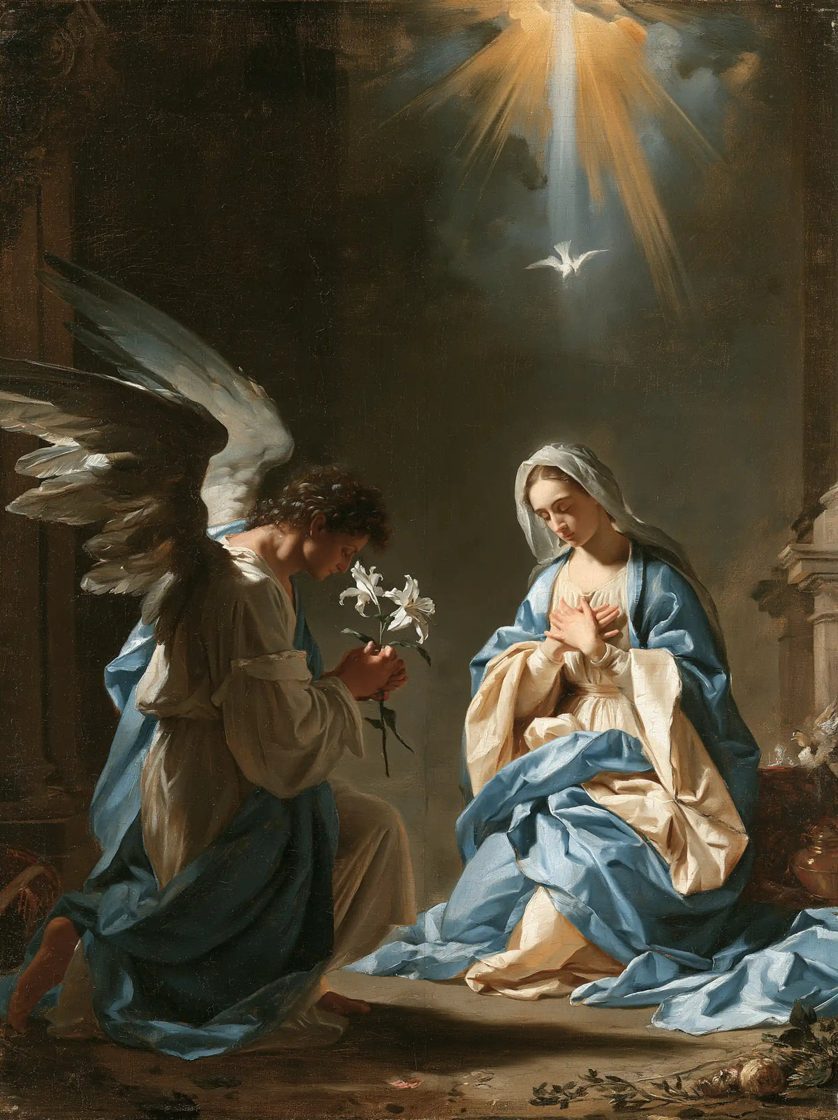 the Annunciation with the Holy Spirit in The Holy Spirit style, portrait Christian artwork no. 11