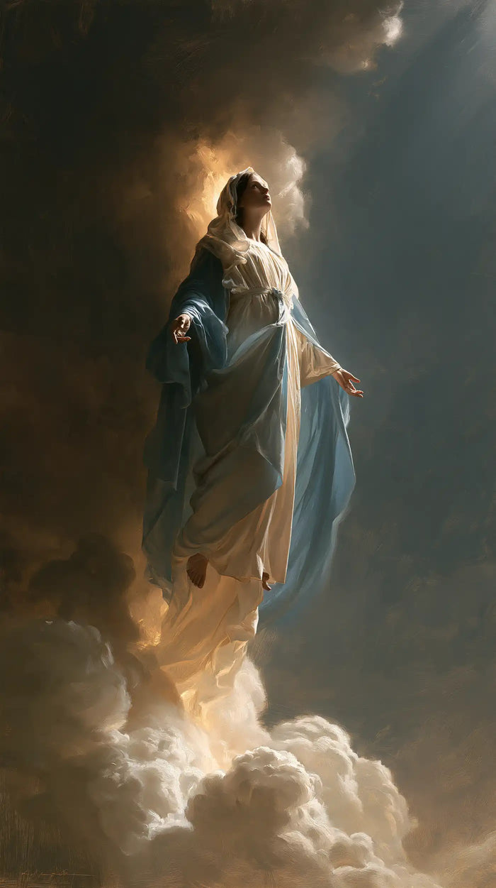 L’Assomption de Marie — Le Regard au seuil du ciel bleu gris