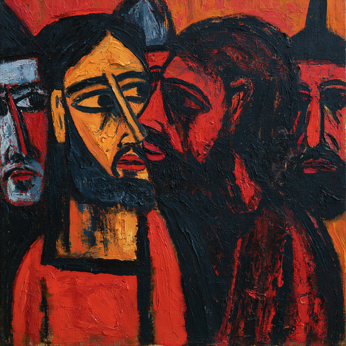 La Trahison de Judas — L’Ocre au milieu du rouge dense