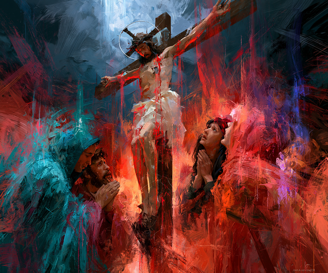 La Crucifixion — La Prière entre turquoise et corail