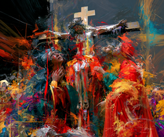 La Crucifixion — Les Fils d’or autour des visages levés