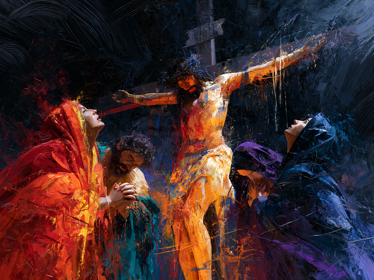 La Crucifixion — Le Regard rouge vers la nuit bleue