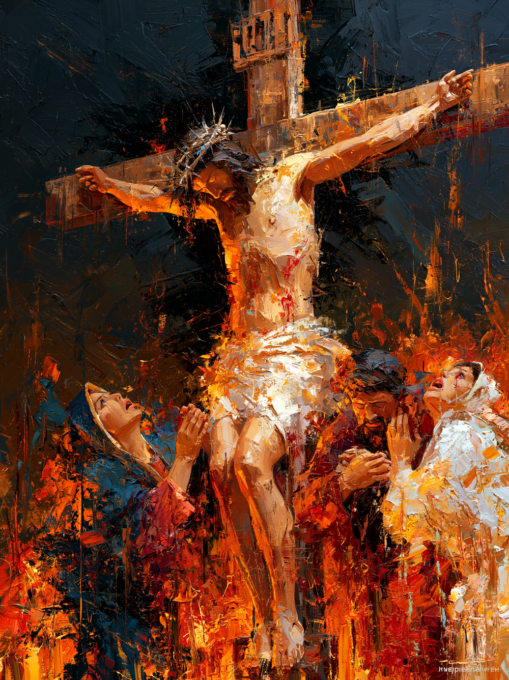 La Crucifixion — Expressionniste · Portrait n° 19 — art chrétien