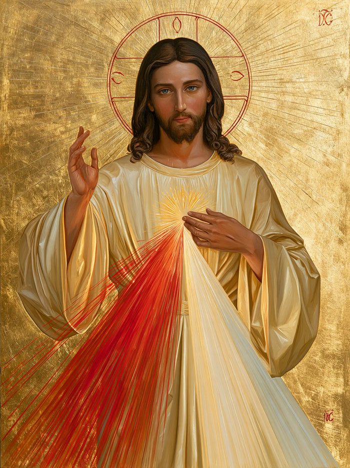 Jésus de la Miséricorde divine — L’Écarlate dans la splendeur dorée