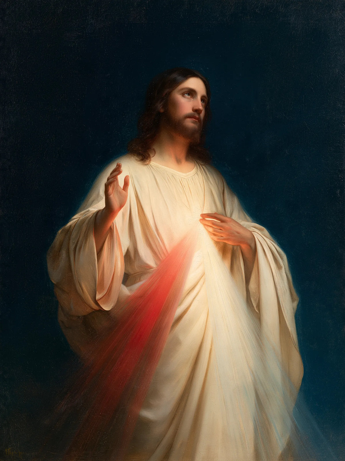 Divine Mercy Jesus – Full-Length Mercy in Midnight Blue