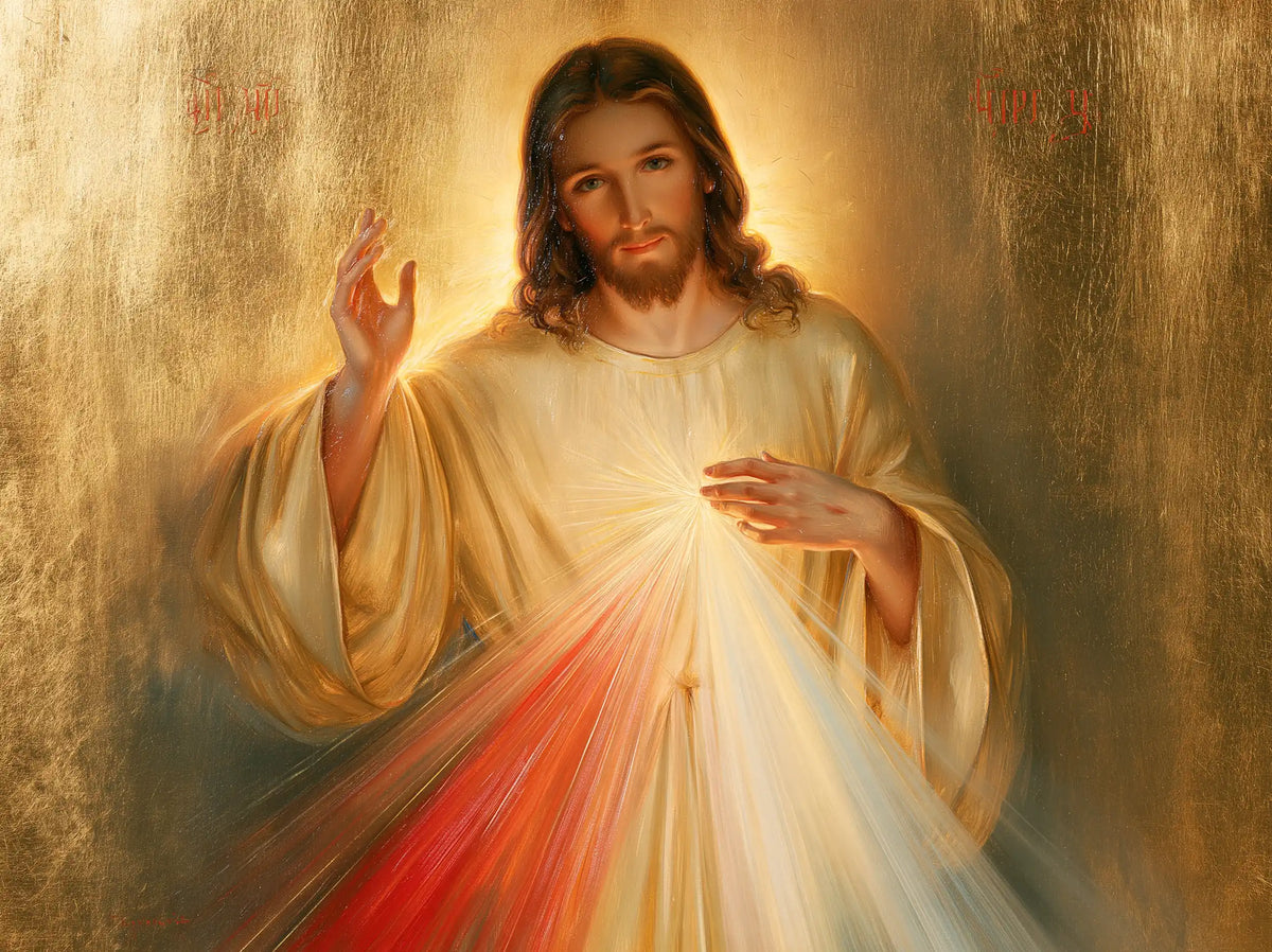 Jésus de la Miséricorde divine — Le Halo dans la patine d’ambre