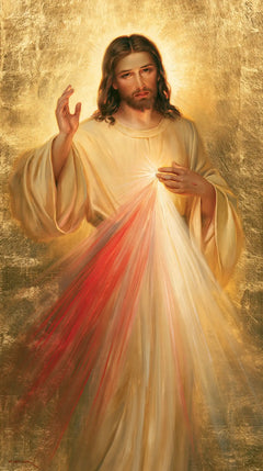 Jésus de la Miséricorde divine — La Bénédiction dans l’or miroitant