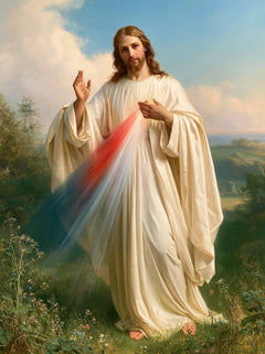 Divine Mercy Jesus – Blue Rays in the Meadow