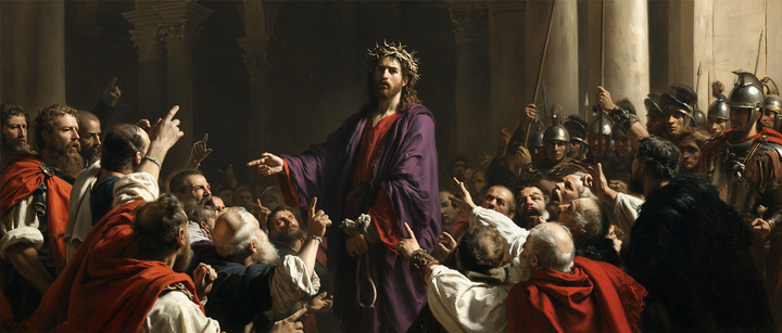Ecce Homo — La Main ouverte au-dessus des capes rouges