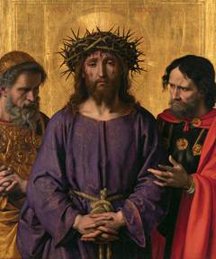 Ecce Homo — Les Doigts serrés devant le manteau écarlate