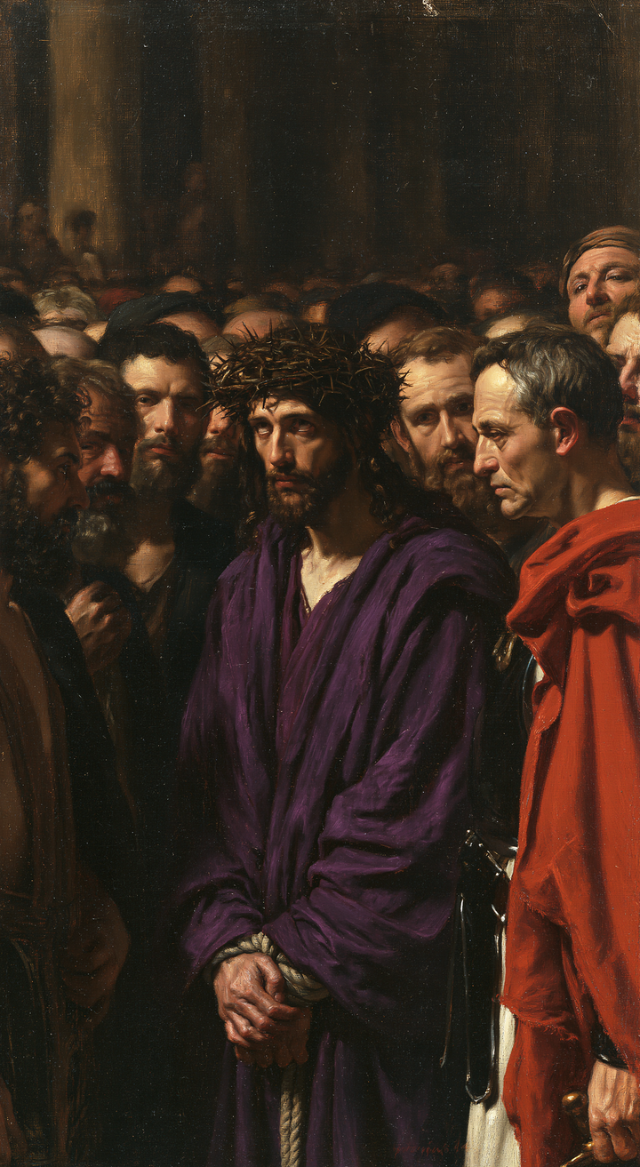 Ecce Homo — Les Mains basses près de l’épaule rouge