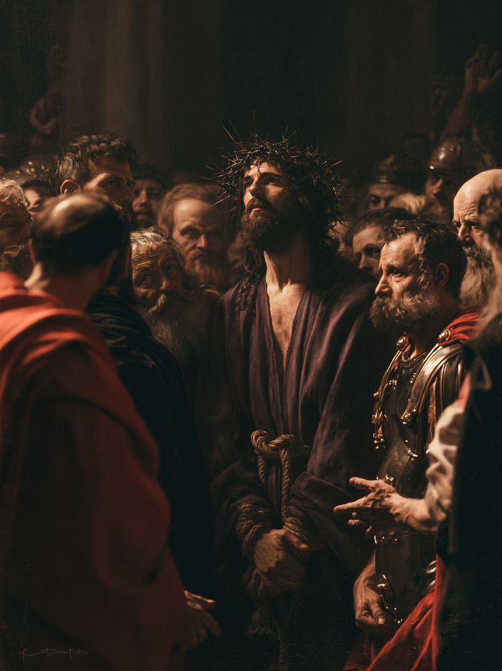 Ecce Homo — Le Regard haut devant le dos écarlate