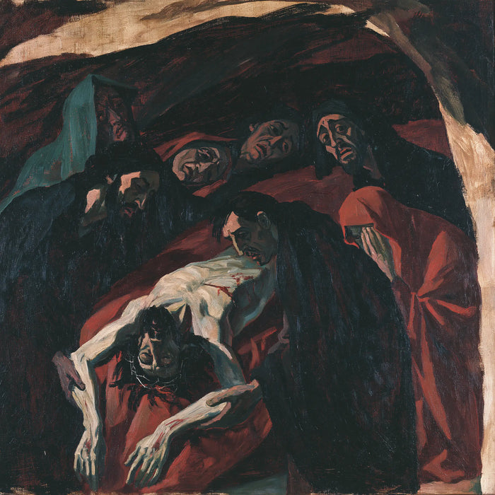 La Mise au tombeau du Christ — Le Corps penché sous la voûte rouge