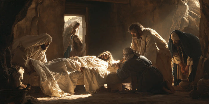 La Mise au tombeau du Christ — Le Seuil doré derrière les veilleurs