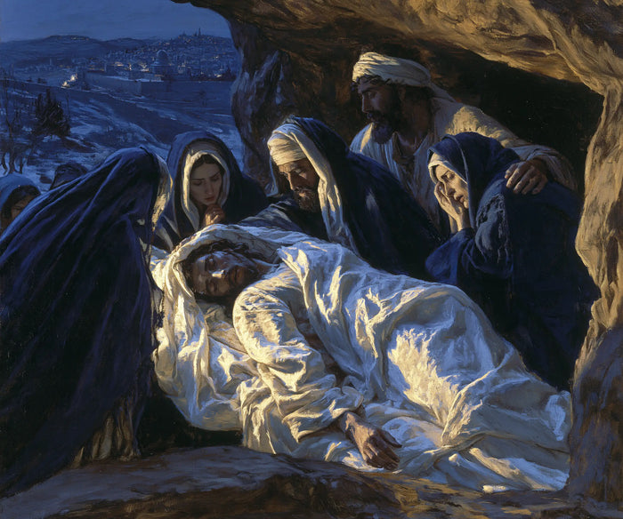 La Mise au tombeau du Christ — Le Blanc froissé sous les voiles bleus