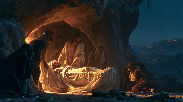 La Mise au tombeau du Christ — Le Drap d’or dans la falaise bleue
