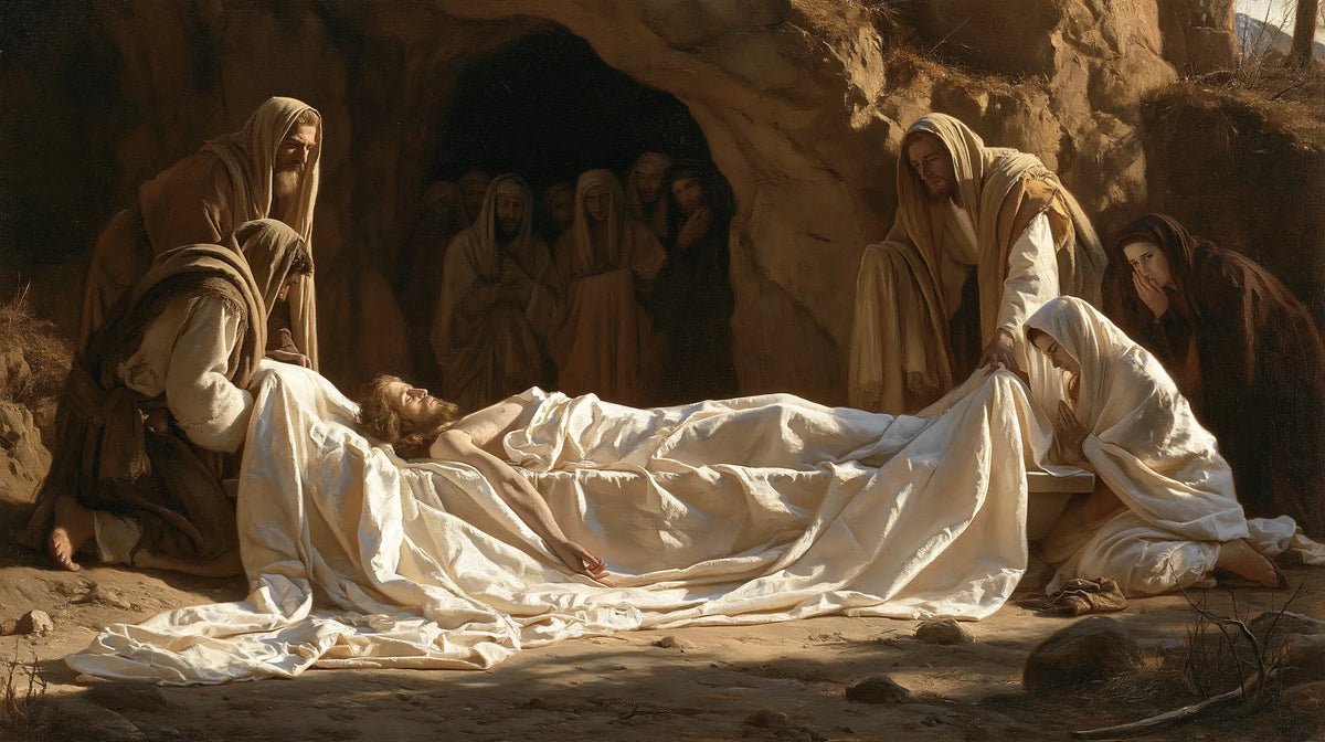 La Mise au tombeau du Christ — Les Bords du drap dans les mains du deuil