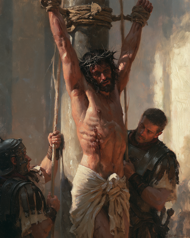 La Flagellation du Christ — Les Mains au sommet du pilier