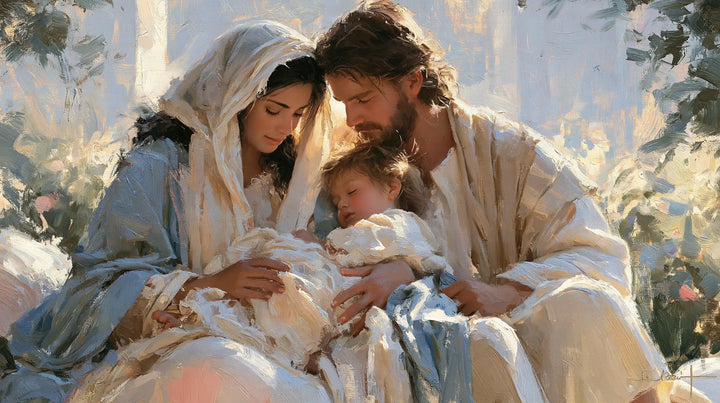 La Sainte Famille — Le Sommeil sous la lumière des feuilles