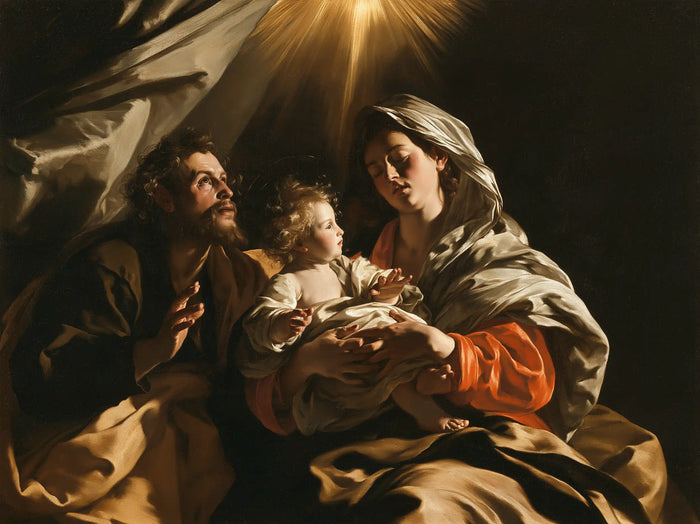 La Sainte Famille — Le Regard au-dessus des drapés d’or