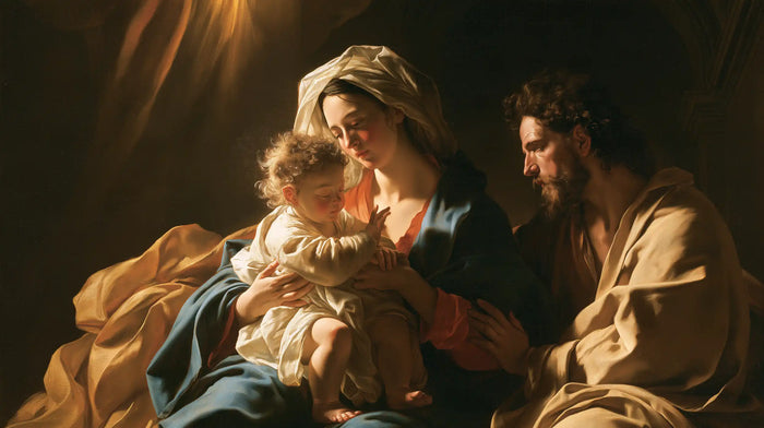 La Sainte Famille — Le Repos sous les étoffes d’ambre