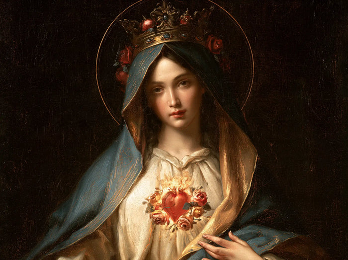 Le Cœur immaculé de Marie — La Couronne fleurie et le cœur de roses
