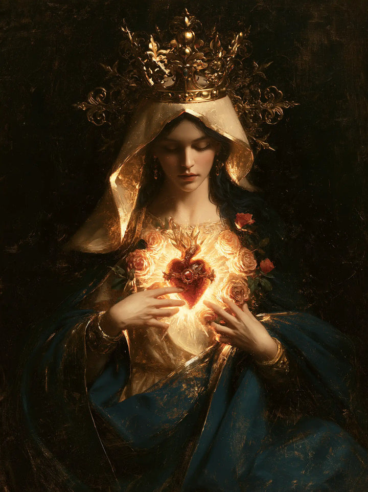 Le Cœur immaculé de Marie — La Couronne d’or au-dessus du cœur fleuri
