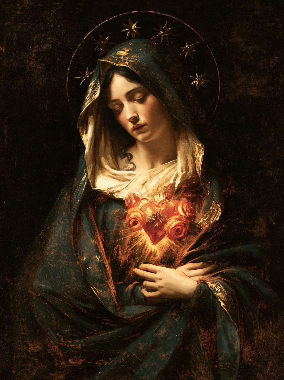 Le Cœur immaculé de Marie — Le Cœur fleuri sous le cercle étoilé
