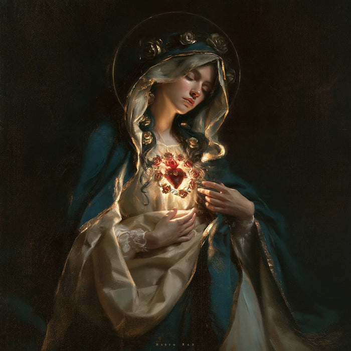 Le Cœur immaculé de Marie — Le Cœur fleuri dans les plis de soie
