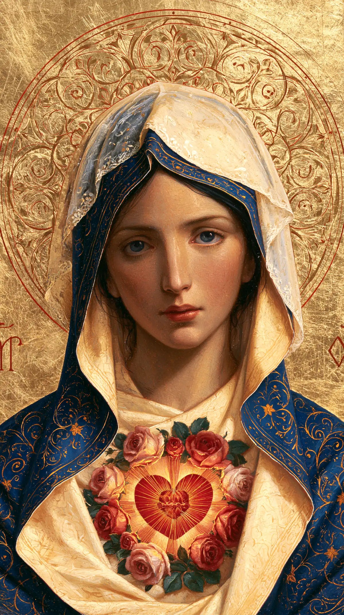 Le Cœur immaculé de Marie — La Rose du cœur sous l’auréole gravée