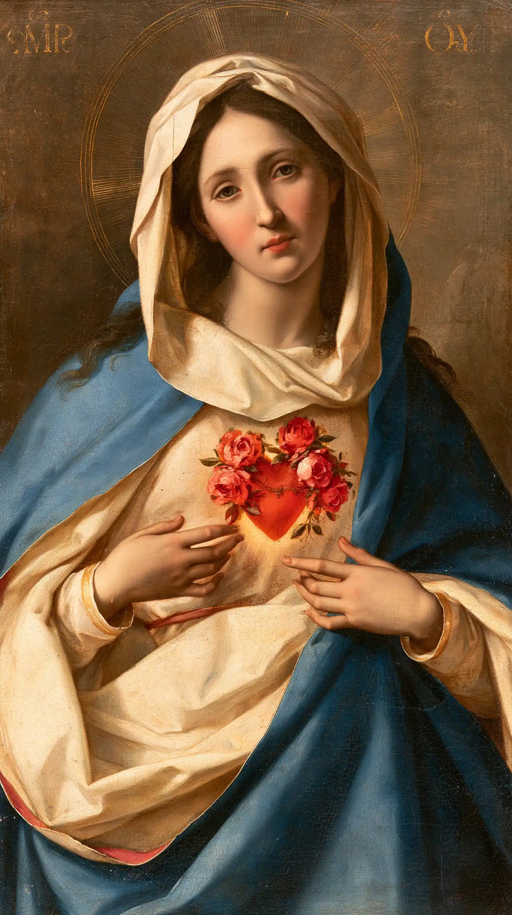 Le Cœur immaculé de Marie — Le Cœur rouge dans la draperie de crème