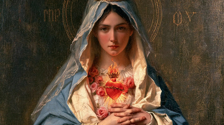 Le Cœur immaculé de Marie — Les Roses rouges sur le fond de nuit