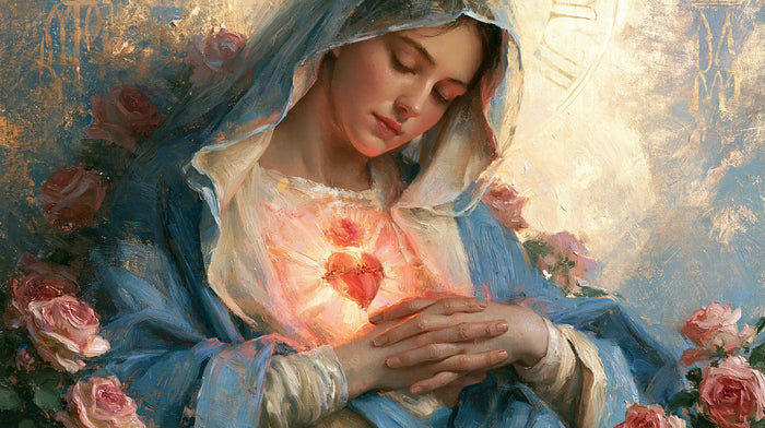 Le Cœur immaculé de Marie — Les Doigts enlacés sous la lumière rose