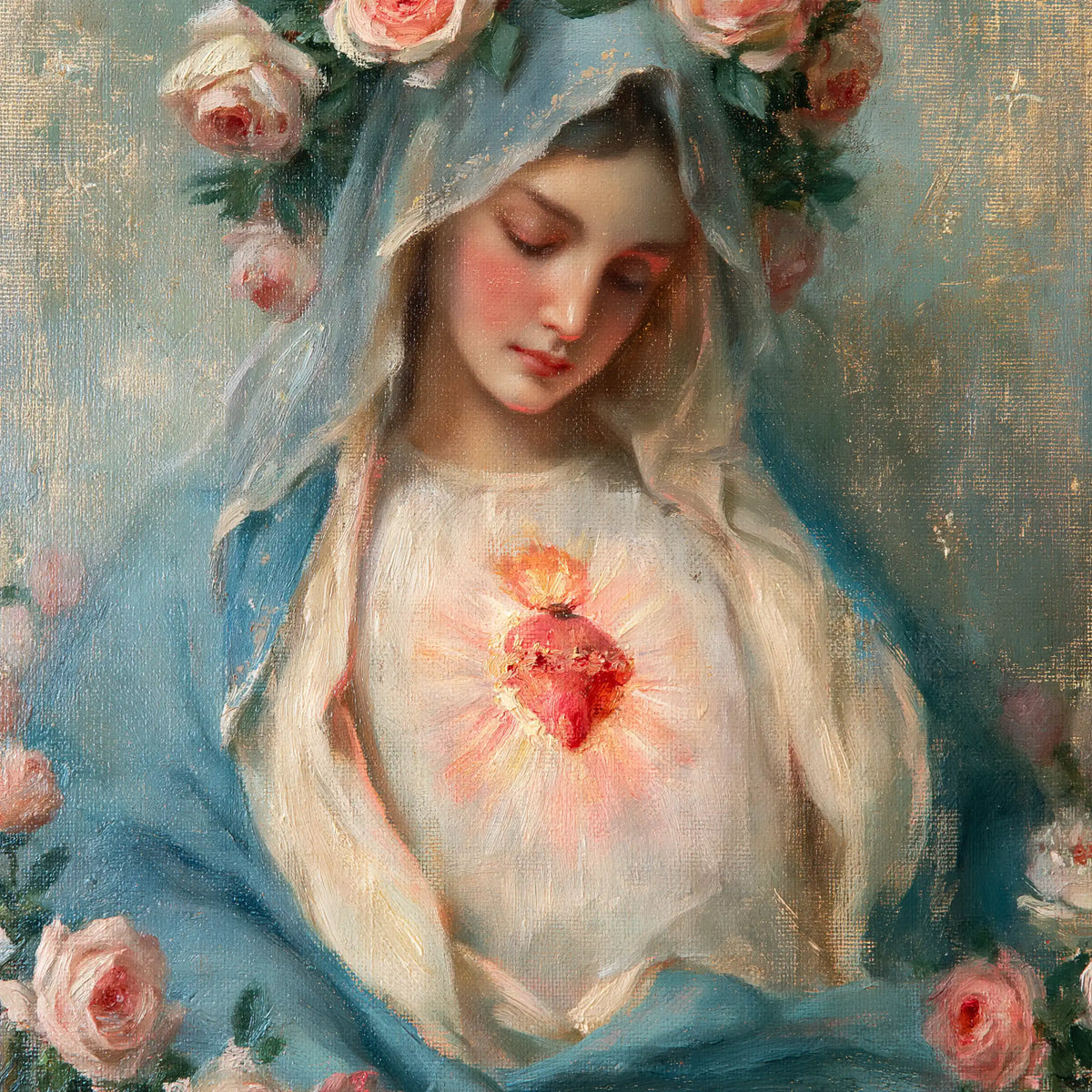 the Immaculate Heart of Mary in an impressionist atmosphere in Impressionist style, square Christian artwork no. 6
