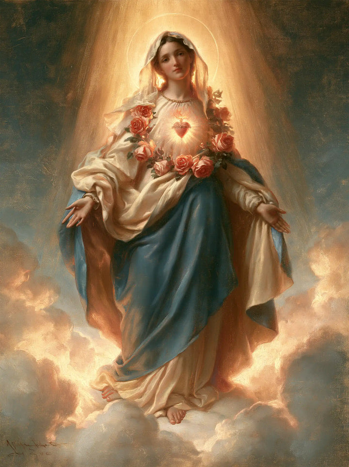 Le Cœur immaculé de Marie — La Guirlande rose dans l’ouverture d’or