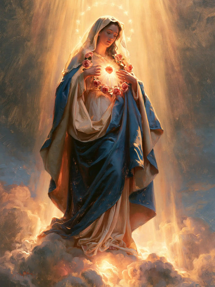 Le Cœur immaculé de Marie — La Tête inclinée sous les étoiles d’or