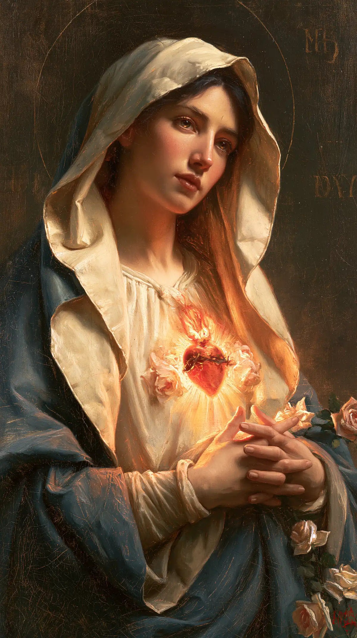 Le Cœur immaculé de Marie — Les Mains paisibles sous le cœur ardent