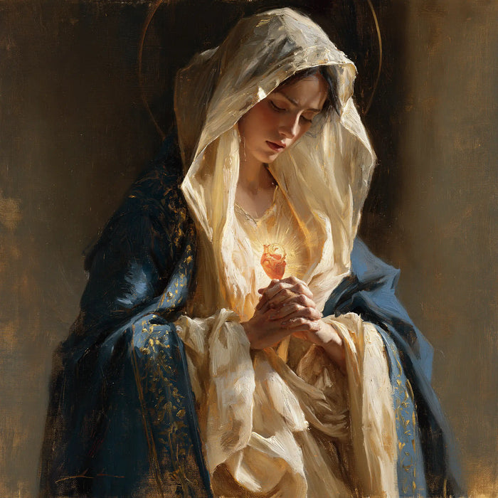 Le Cœur immaculé de Marie — Le Cœur allumé dans les plis blancs