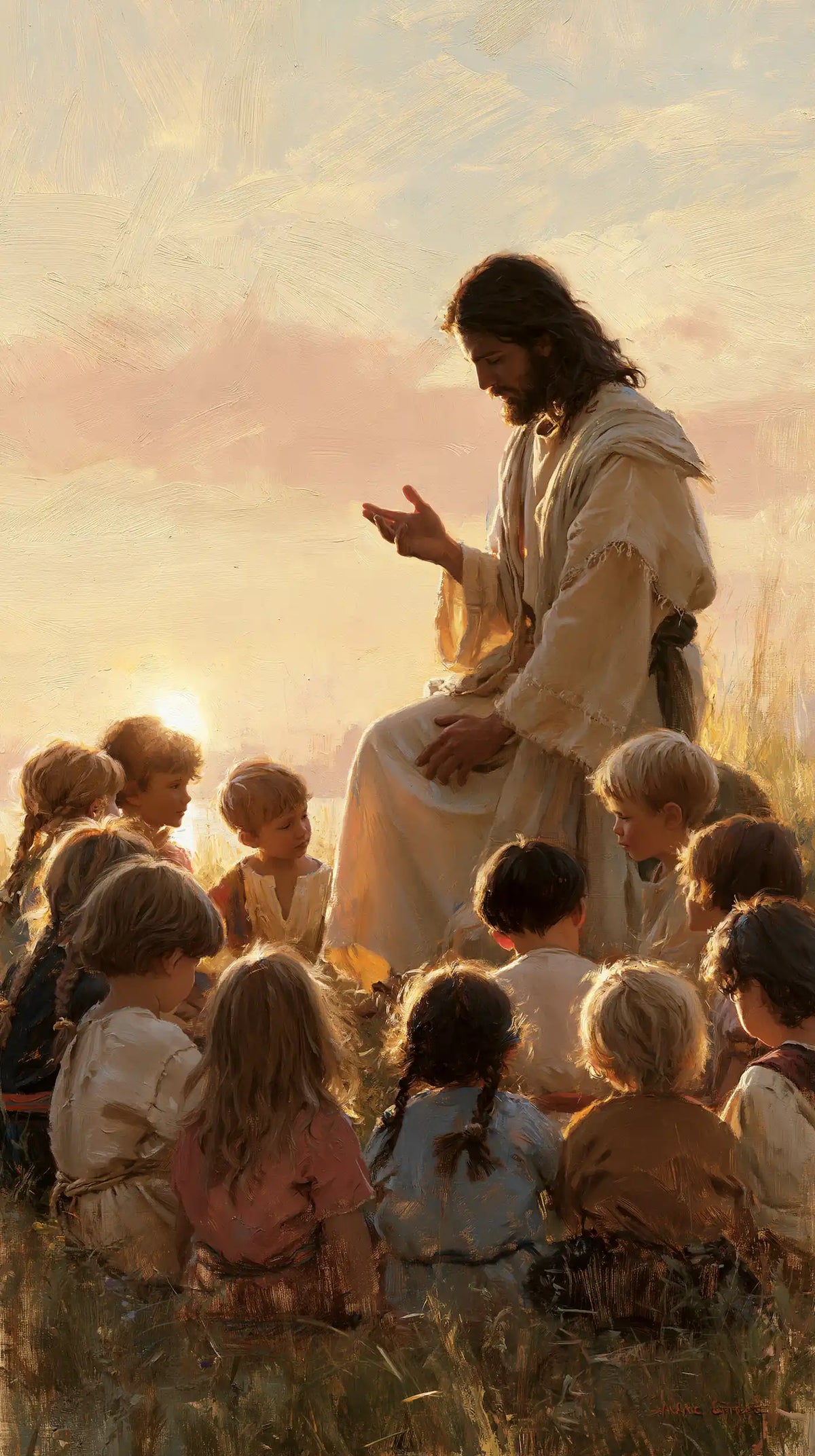 Jésus et les enfants — Le Matin au milieu des petites tresses