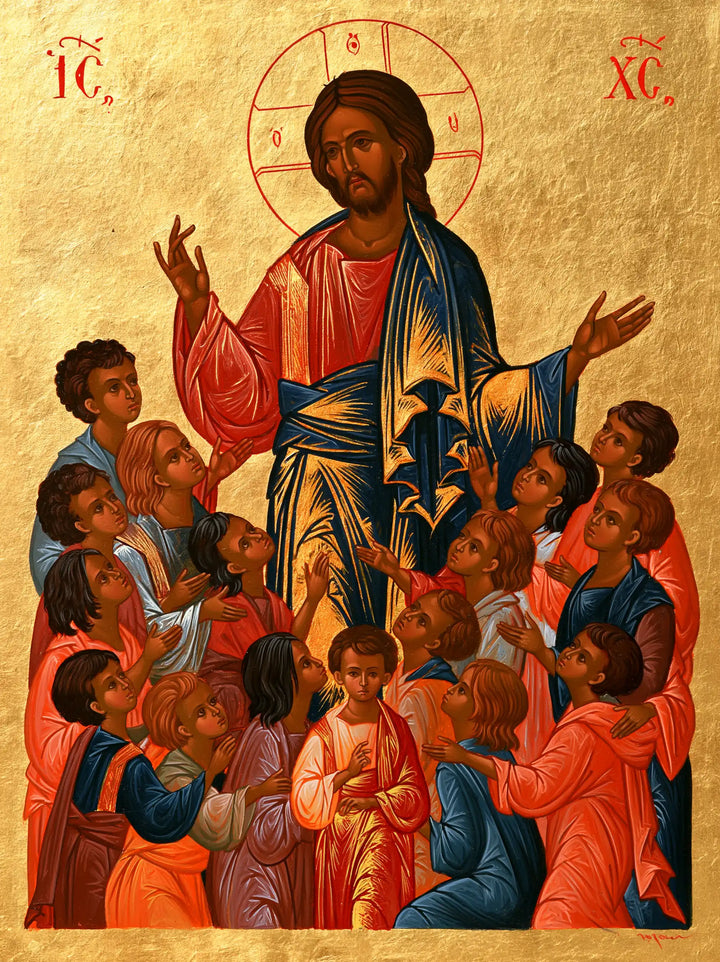 Jésus et les enfants — L’Enfant rouge sous les paumes ouvertes