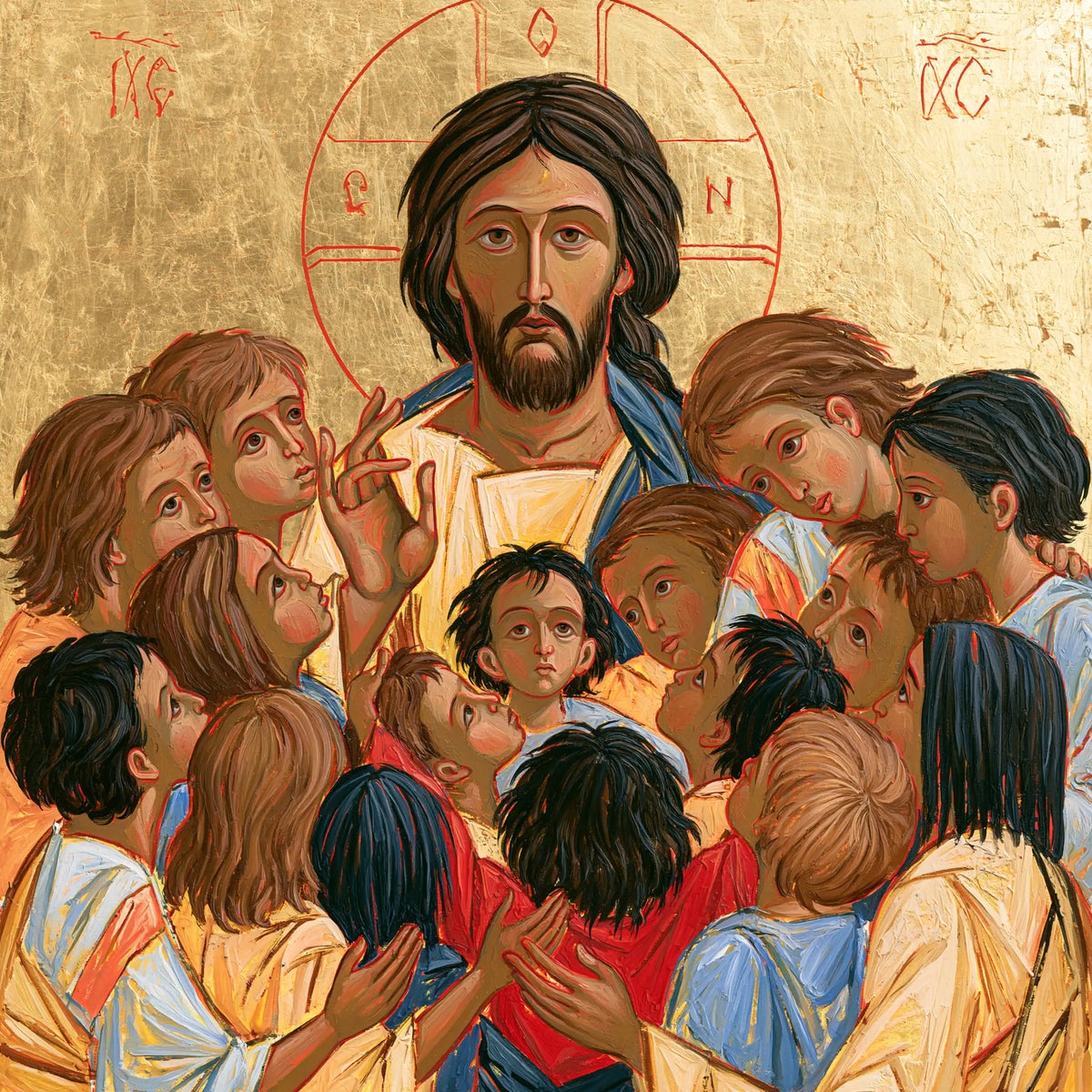 Jésus et les enfants — L’Enfant rouge entre les épaules claires