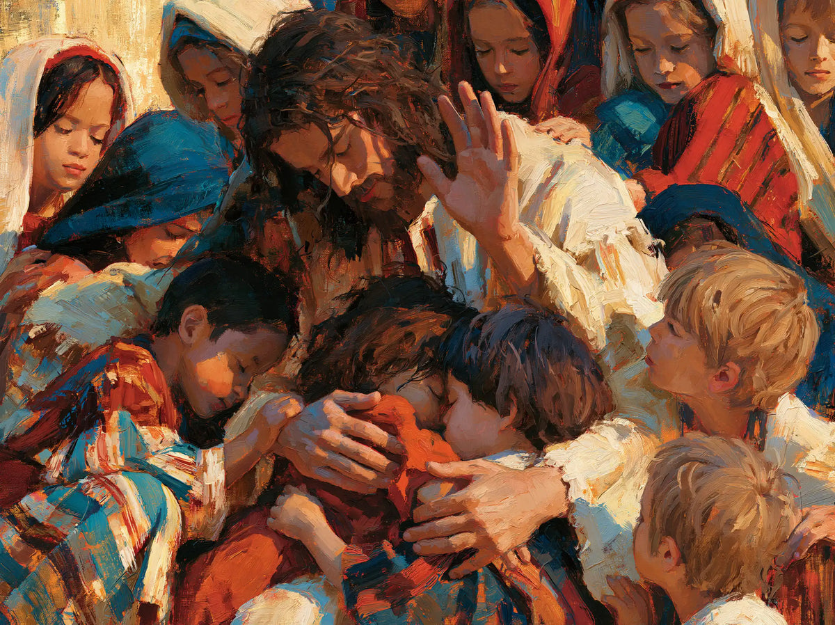 Jésus et les enfants — La Tendresse aux couleurs de braise
