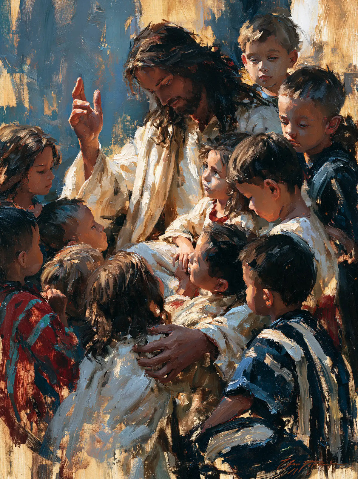 Jésus et les enfants — Le Refuge sous la manche rayée