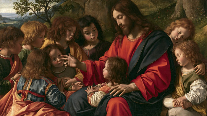 Jésus et les enfants — La Robe rouge dans la clairière des petits