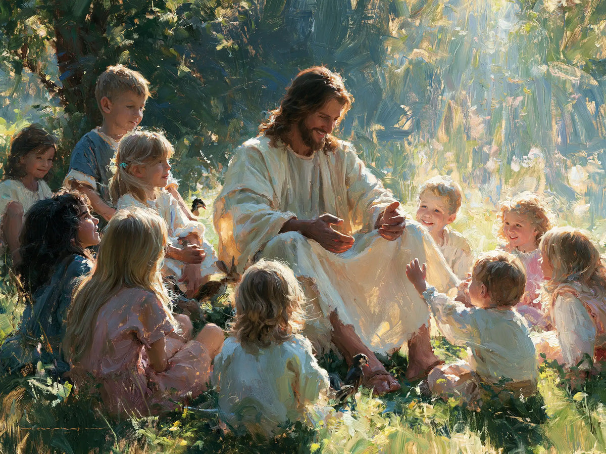 Jésus et les enfants — Le Cercle sous les rayons du feuillage