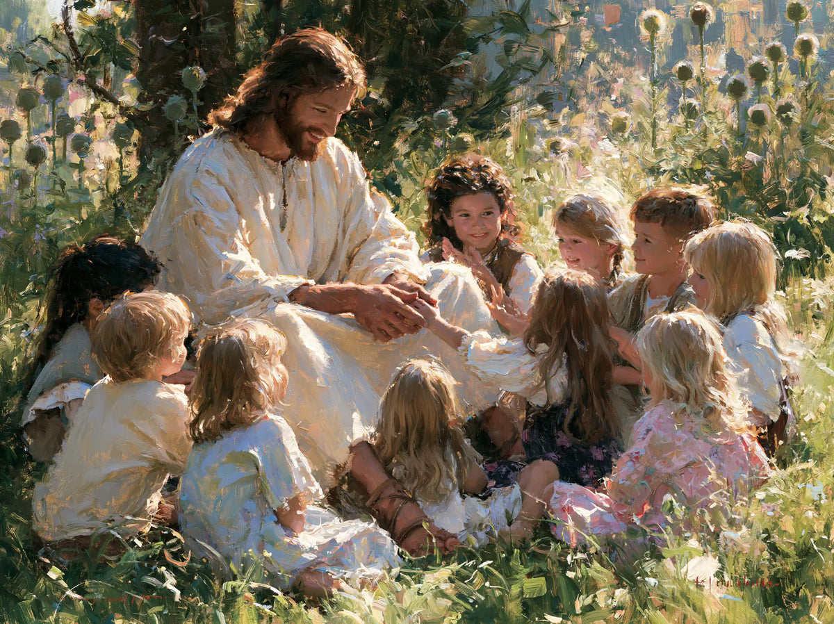 Jésus et les enfants — Le Repos parmi les fleurs rondes